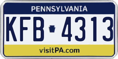PA license plate KFB4313