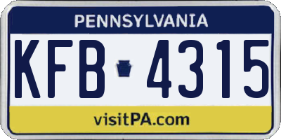 PA license plate KFB4315