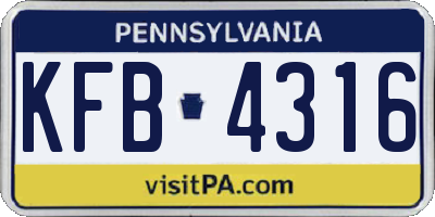 PA license plate KFB4316