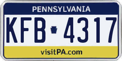 PA license plate KFB4317