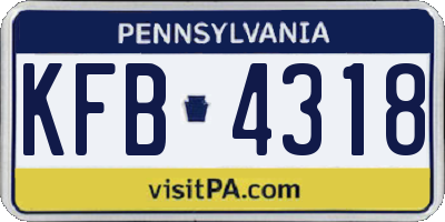 PA license plate KFB4318