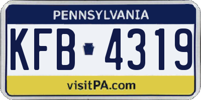 PA license plate KFB4319