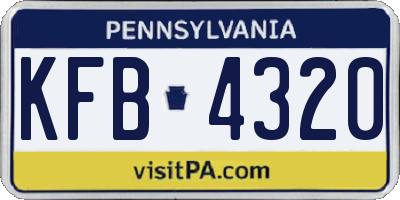 PA license plate KFB4320