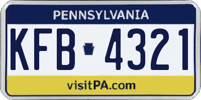 PA license plate KFB4321