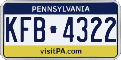 PA license plate KFB4322