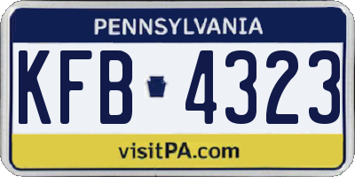 PA license plate KFB4323