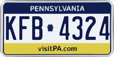 PA license plate KFB4324