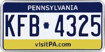 PA license plate KFB4325