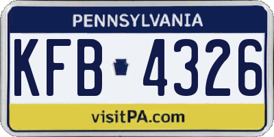 PA license plate KFB4326