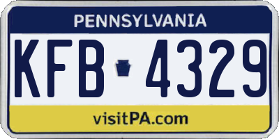 PA license plate KFB4329