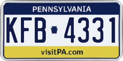 PA license plate KFB4331