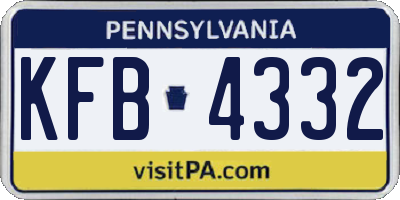 PA license plate KFB4332