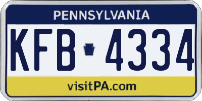 PA license plate KFB4334