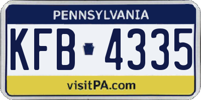 PA license plate KFB4335