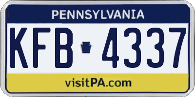 PA license plate KFB4337