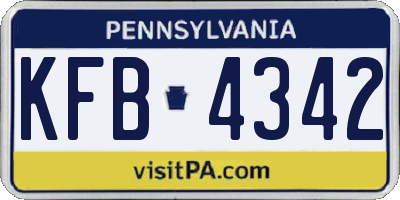 PA license plate KFB4342