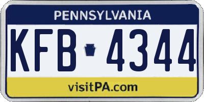 PA license plate KFB4344