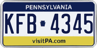 PA license plate KFB4345