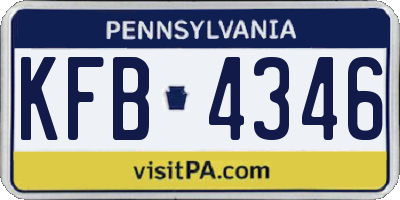 PA license plate KFB4346