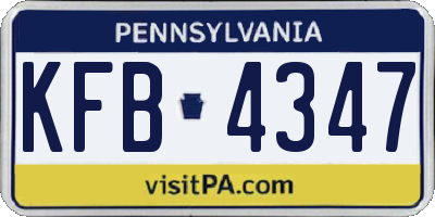 PA license plate KFB4347