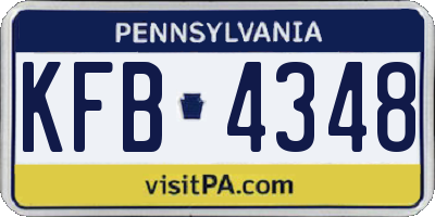 PA license plate KFB4348