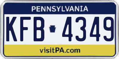 PA license plate KFB4349