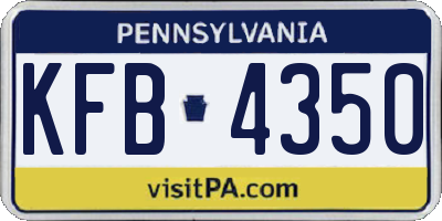 PA license plate KFB4350