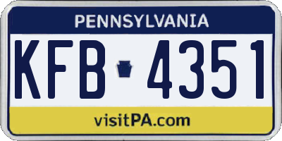 PA license plate KFB4351