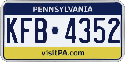 PA license plate KFB4352
