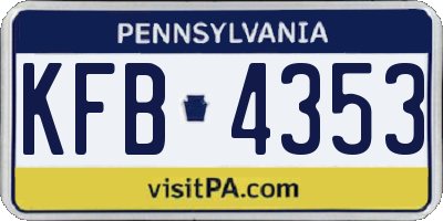 PA license plate KFB4353