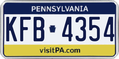 PA license plate KFB4354