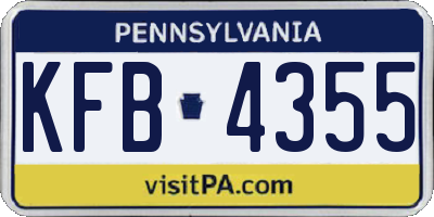 PA license plate KFB4355