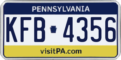 PA license plate KFB4356