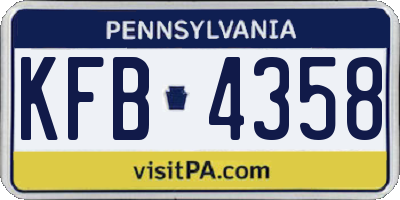 PA license plate KFB4358