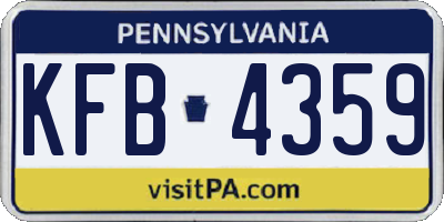 PA license plate KFB4359