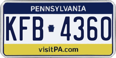 PA license plate KFB4360