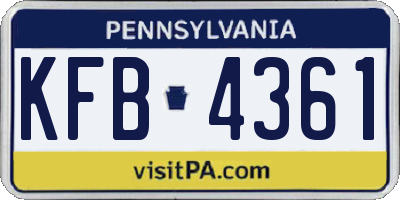 PA license plate KFB4361