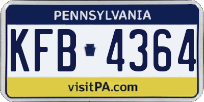 PA license plate KFB4364