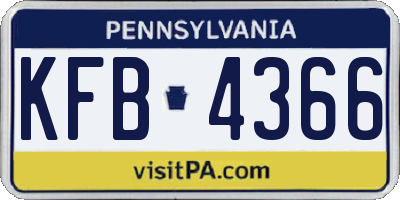 PA license plate KFB4366