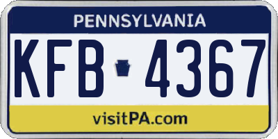 PA license plate KFB4367
