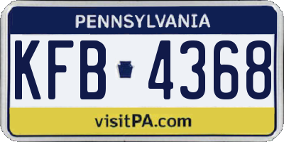 PA license plate KFB4368