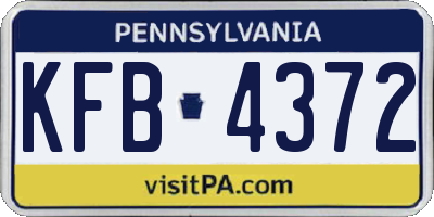 PA license plate KFB4372