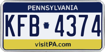 PA license plate KFB4374