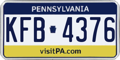 PA license plate KFB4376