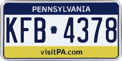 PA license plate KFB4378