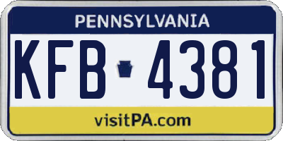PA license plate KFB4381
