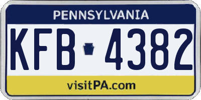 PA license plate KFB4382