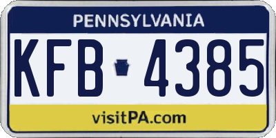 PA license plate KFB4385