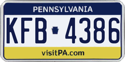 PA license plate KFB4386
