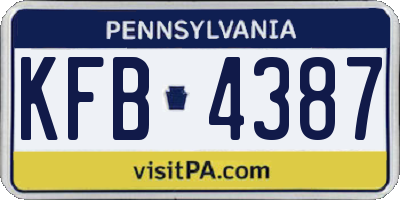 PA license plate KFB4387